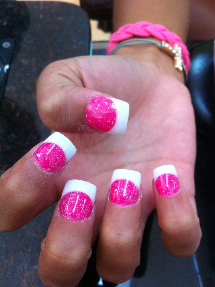 White Tip Nail Ideas
 Sola nail hot pink and white tip