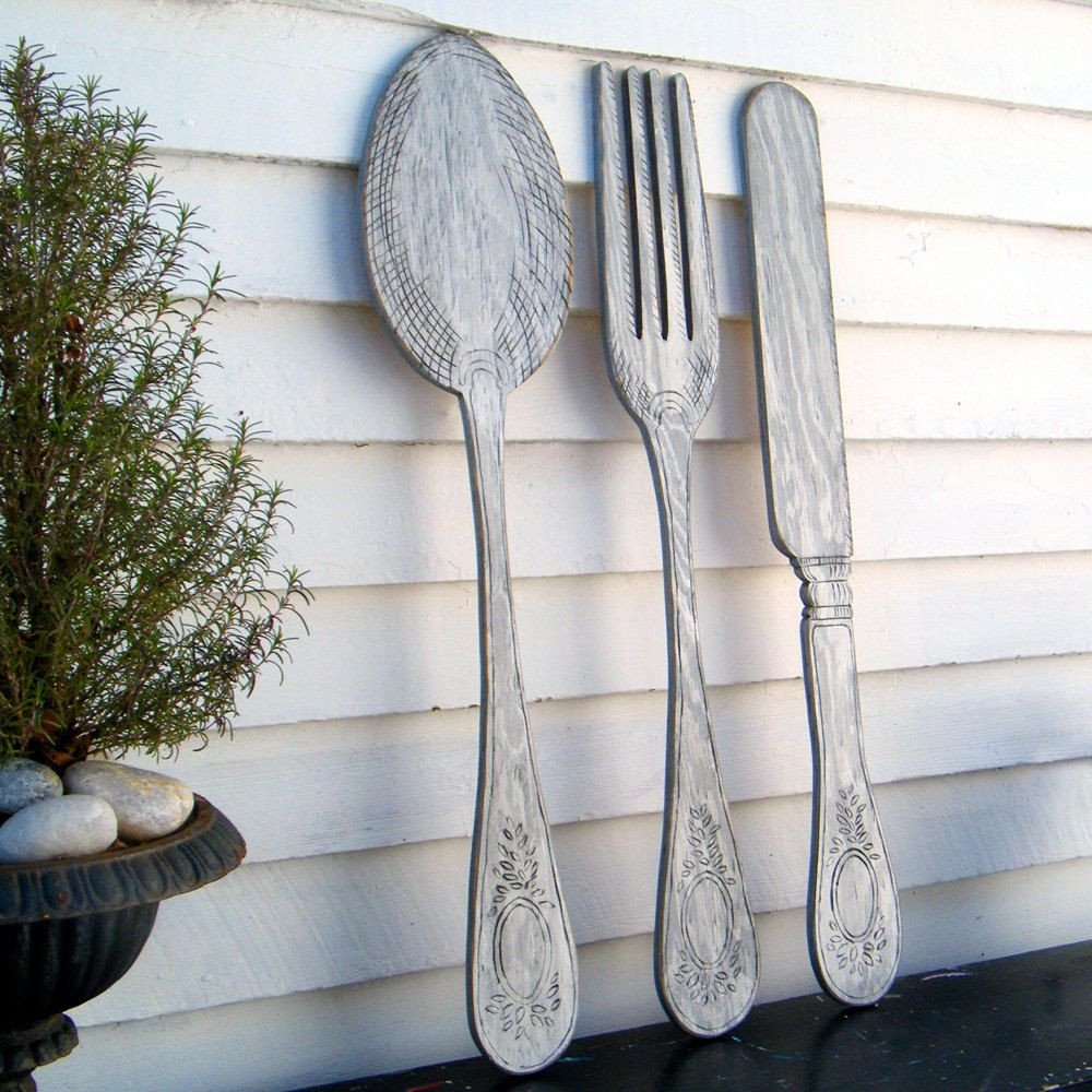 Wooden Kitchen Wall Art
 Knife Fork and Spoon Wall Decor Wooden Kitchen Decor