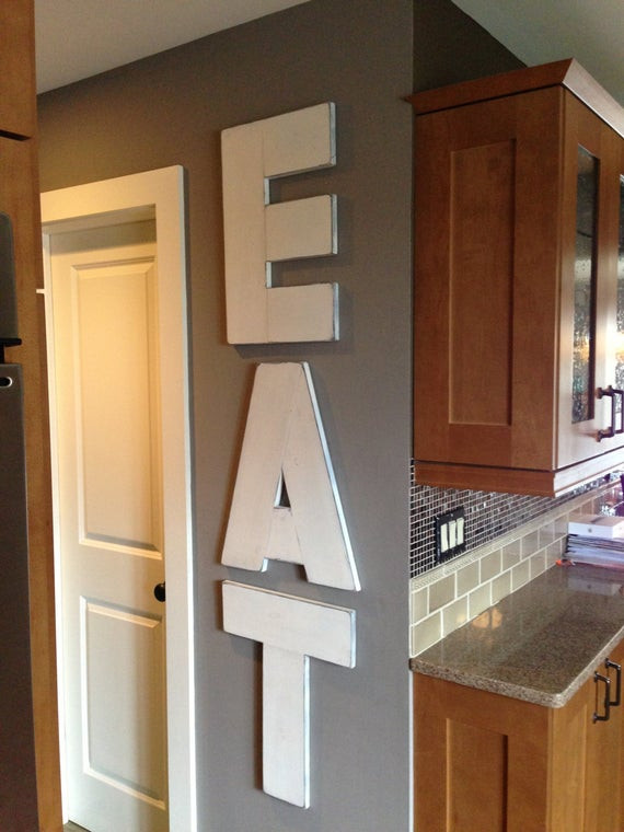 Wooden Kitchen Wall Art
 EAT Rustic Wood Wall Art 22 letters Painted and
