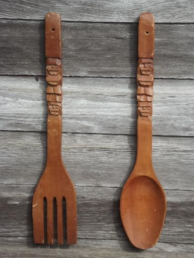Wooden Kitchen Wall Art
 retro kitchen wall art big carved wooden forks & spoons