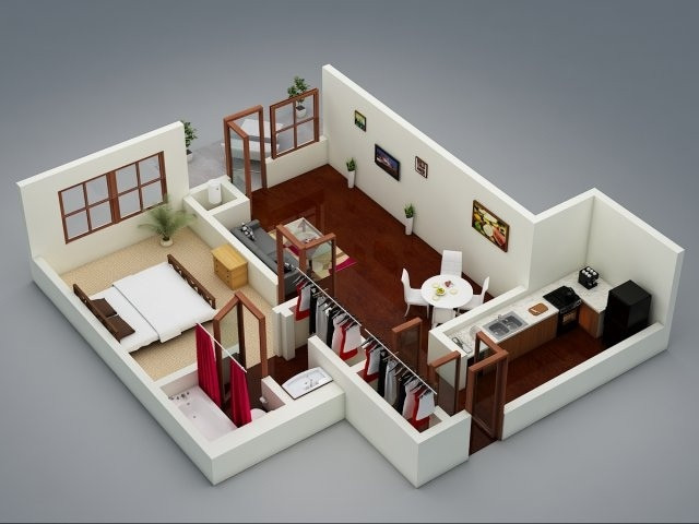 1 Bedroom Apartment Decor
 50 e “1” Bedroom Apartment House Plans
