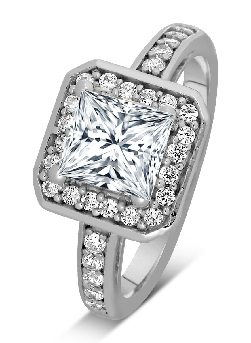 1 Carat Princess Cut Diamond Engagement Ring
 1 Carat Princess cut Diamond Halo Engagement Ring 10K
