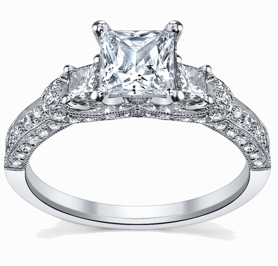 1 Carat Princess Cut Diamond Engagement Ring
 Glamorous Antique Engagement Ring 1 00 Carat Princess Cut