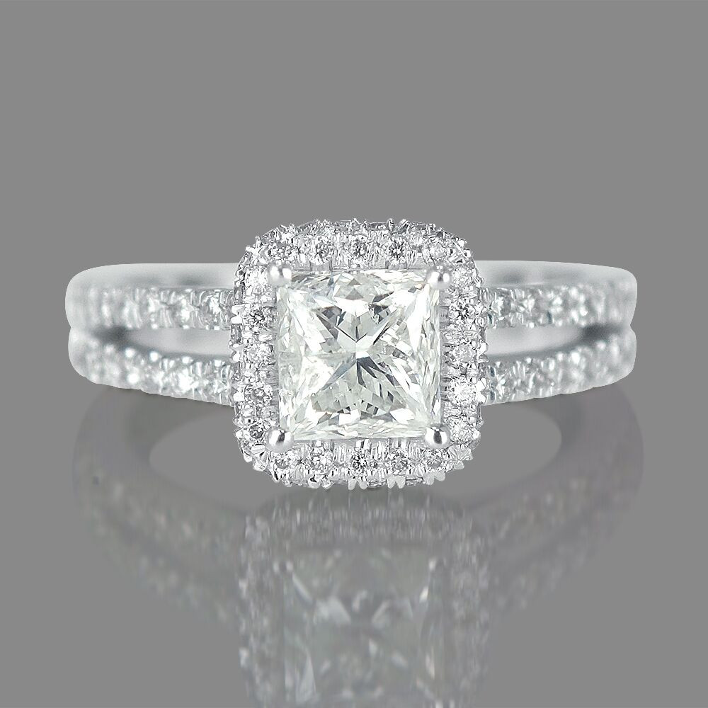1 Carat Princess Cut Diamond Engagement Ring
 1 Carat Princess Cut Halo Diamond Engagement Ring H SI1