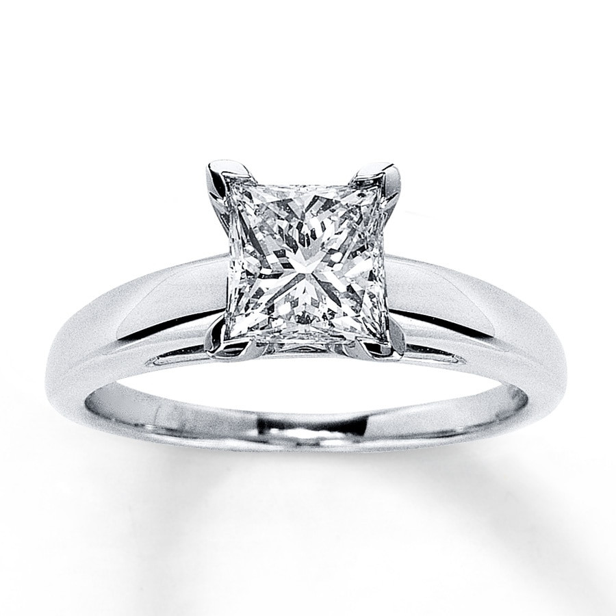 1 Carat Princess Cut Diamond Engagement Ring
 Certified Diamond Ring 1 1 2 carats Princess cut 14K White