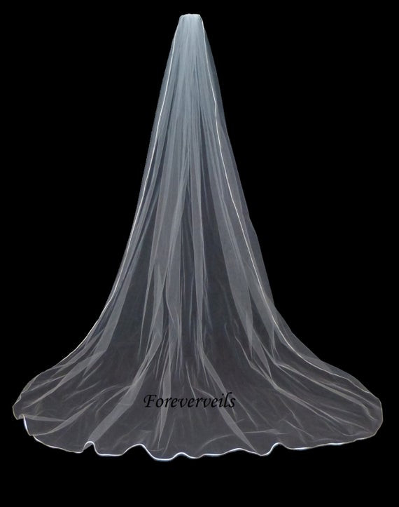 1 Tier Wedding Veil
 Cathedral length wedding veil 1 tier long flowing bridal veil