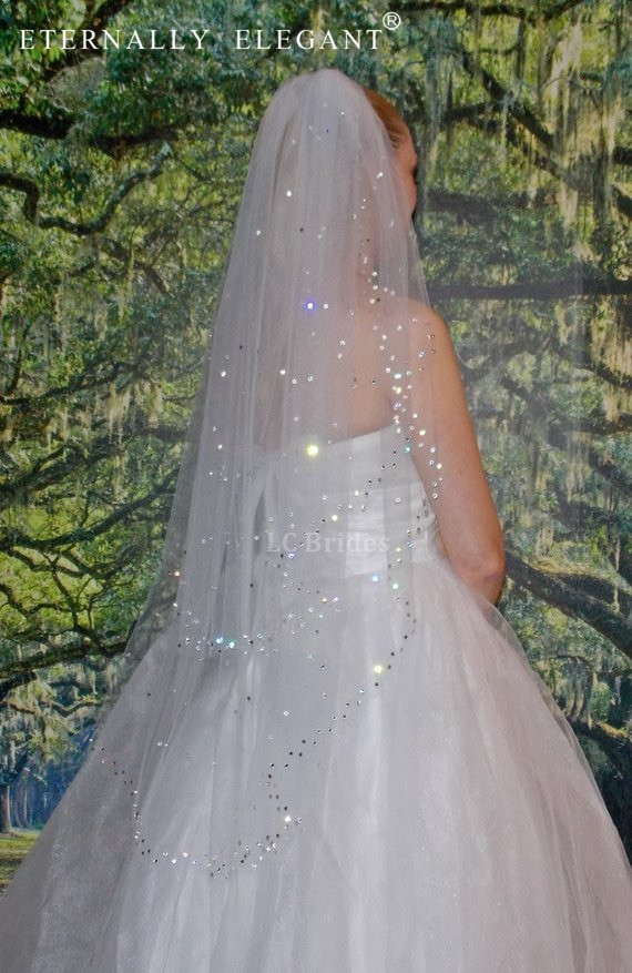 1 Tier Wedding Veil
 3x4m Princess 1 Tier Sparkling Wedding Veil Crystals