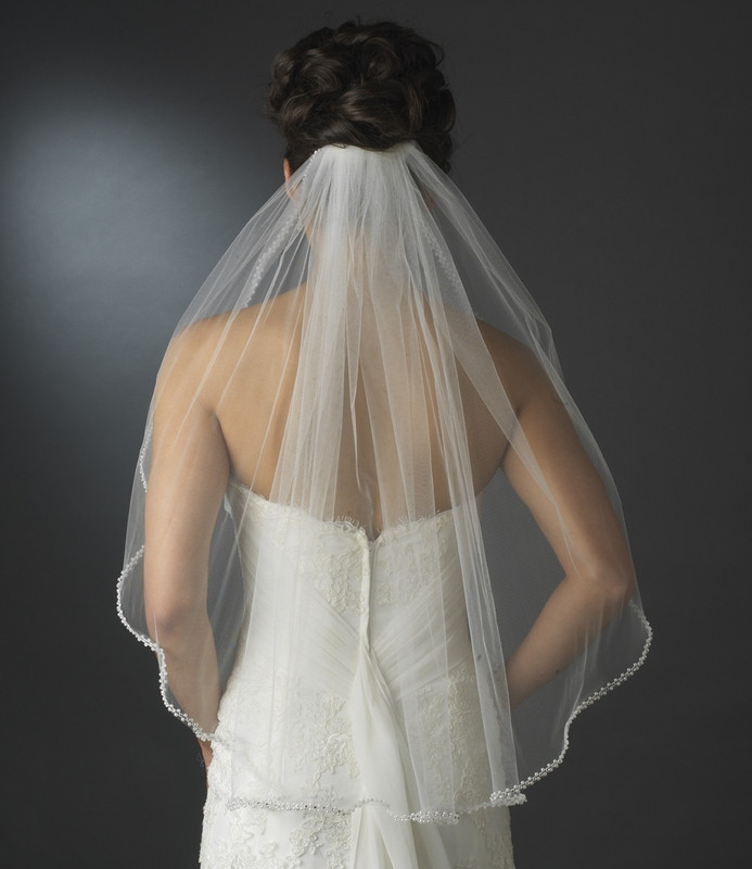 1 Tier Wedding Veil
 Elegant e Tier Beaded Edge Wedding Veil Elegant Bridal