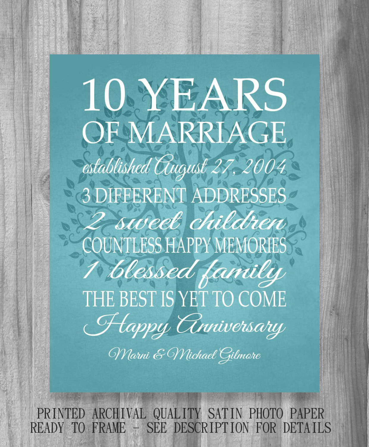 10 Year Anniversary Quotes
 10 Year Anniversary Gift Print Wedding Anniversary