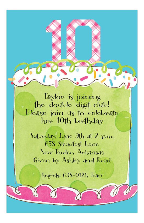 10th Birthday Party Invitations
 Girl Tenth Birthday Invitation