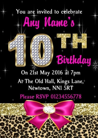 10th Birthday Party Invitations
 10th Birthday Invitation For Girl