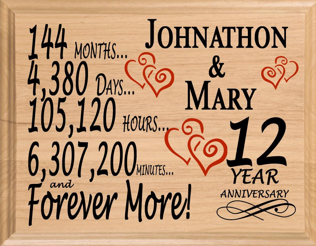 12 Year Wedding Anniversary Gifts For Him
 12 Year Anniversary Gifts Personalized 12th For Her Him Couple