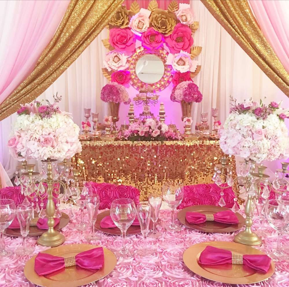 15Th Birthday Party Ideas Girl
 A luxurious bright pink and gold Quinceañera See more
