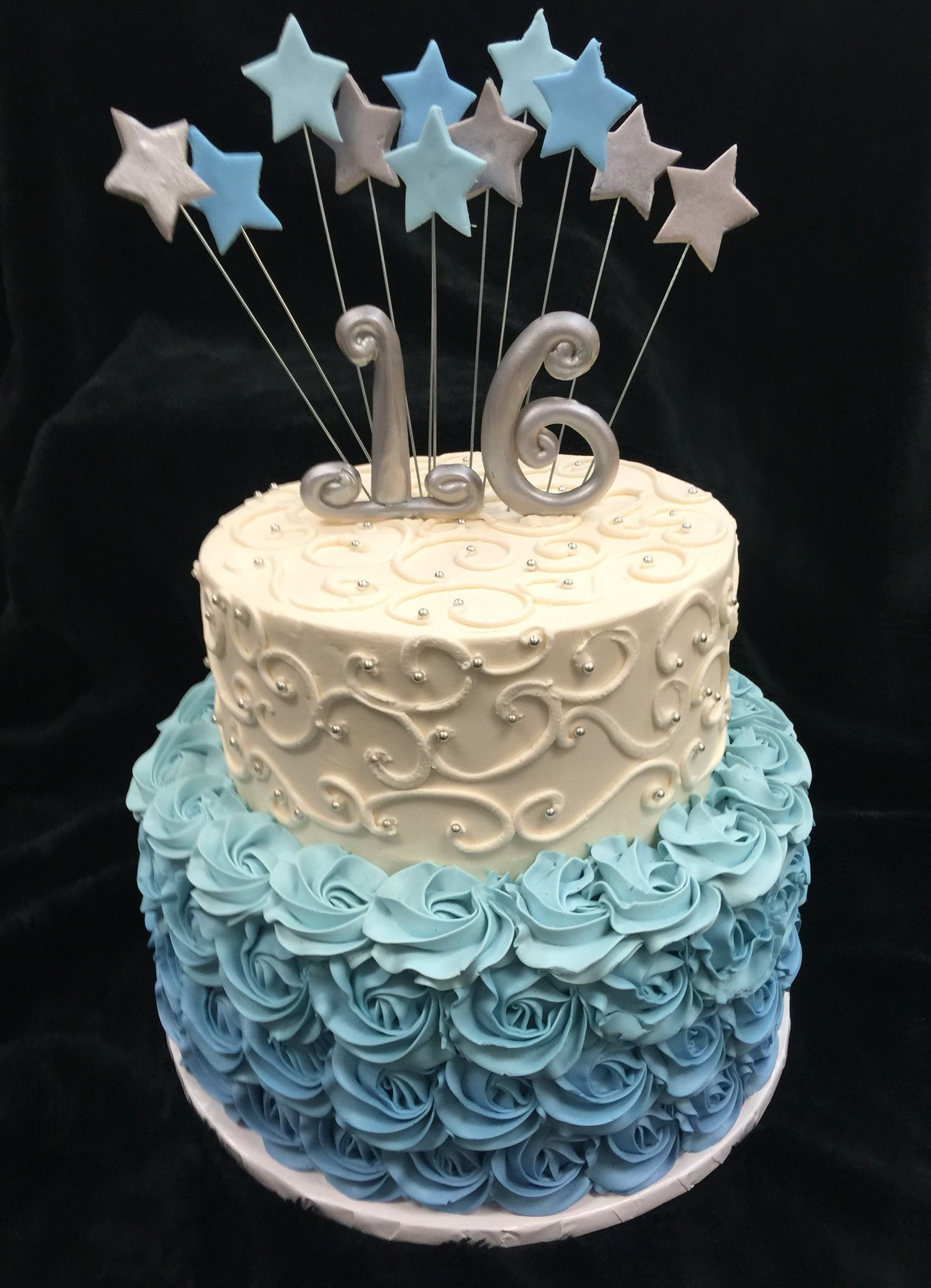 16th Birthday Cake Ideas
 Blue & Silver Sweet 16 in 2019