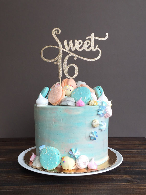 16th Birthday Cake Ideas
 Sweet 16 cake topper sweet 16 birthday decorations