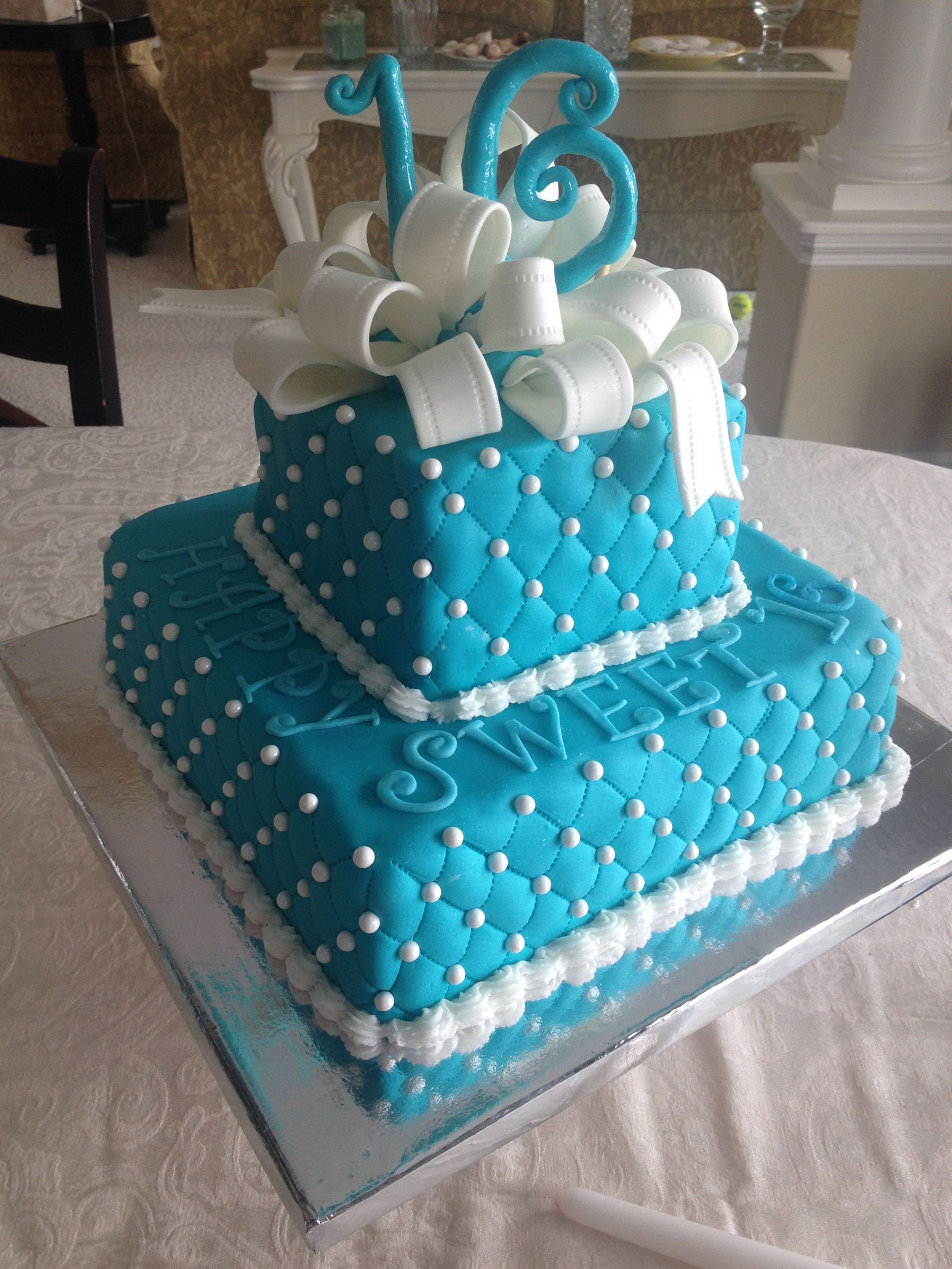 16th Birthday Cake Ideas
 Tiffany Blue Sweet 16 birthday cake in 2019