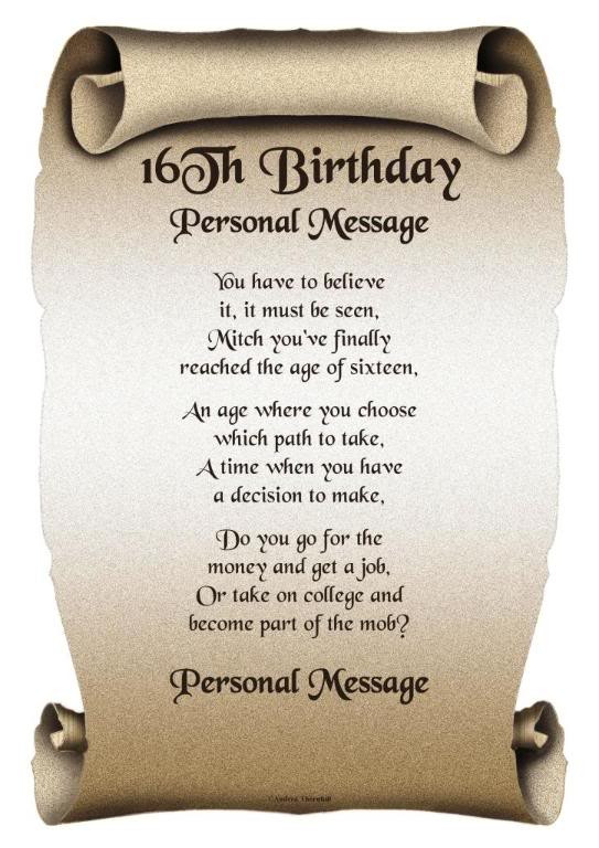 16Th Birthday Quotes For Daughter
 16th Birthday Quotes And Poems QuotesGram