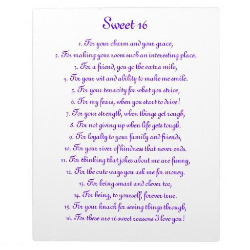 16Th Birthday Quotes For Daughter
 "Sweet 16" 8" x 10" Plaque Zazzle