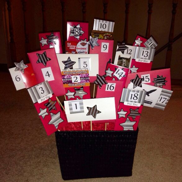 18 Birthday Gift Ideas
 This is a 18th Birthday Basket filled with 18 envelopes