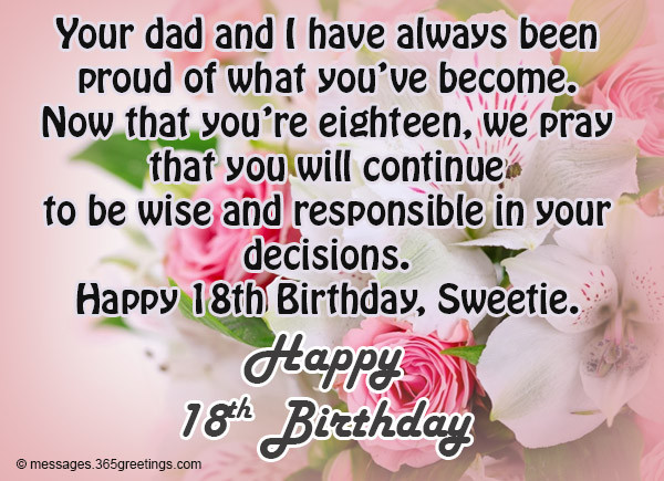 18th Birthday Quotes For Daughter
 18th Birthday Wishes Messages and Greetings