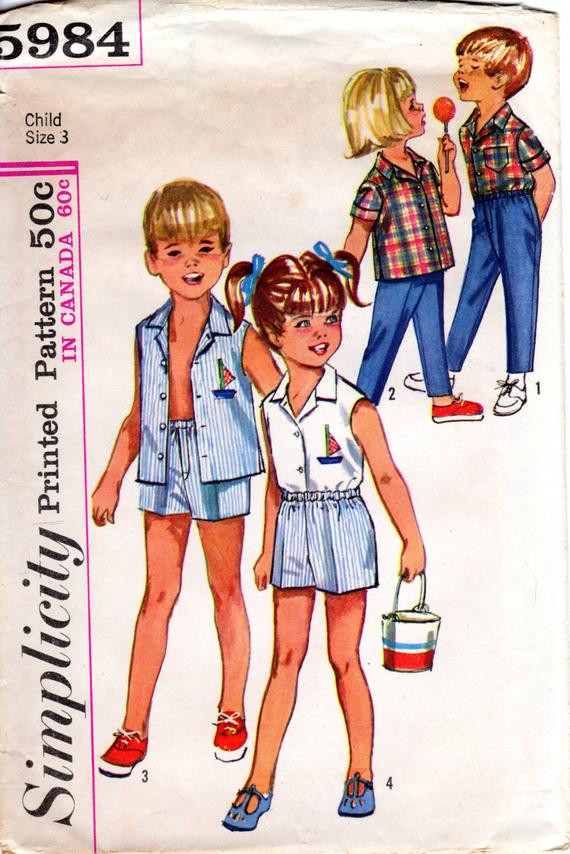 1960S Children Fashion
 Items similar to 1960s Kids Summer Clothes Pattern