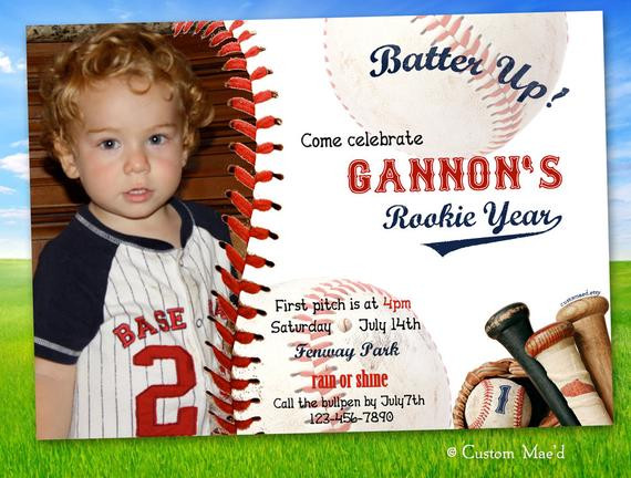 1st Birthday Baseball Invitations
 Baseball FIRST Birthday Invitations ROOKIE