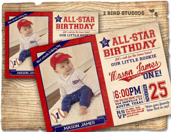 1st Birthday Baseball Invitations
 Baseball invitation Baseball Birthday Party Invitation