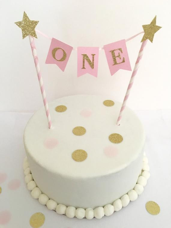1st Birthday Cake Topper
 1st Birthday Cake Topper Pink and Gold by SweetEscapesbyDebbie
