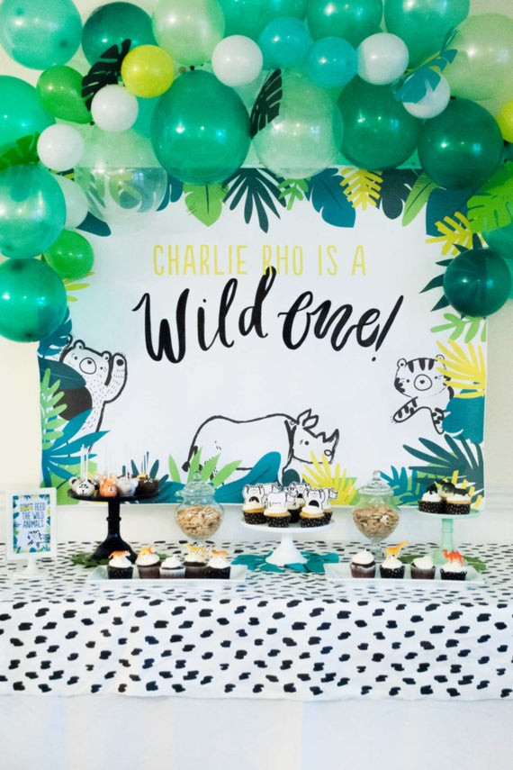 1st Birthday Party Boy
 Wild e First Birthday 4ft Backdrop Printable DOWNLOAD
