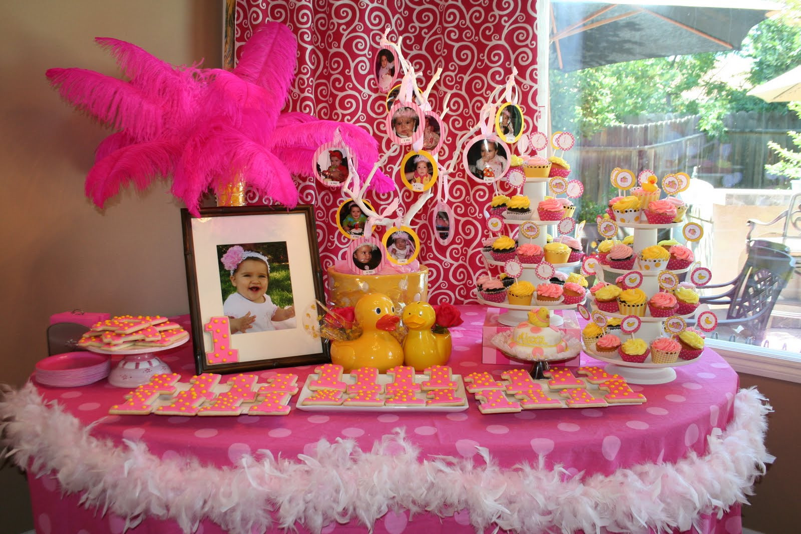 1St Birthday Party Ideas For Girls
 Rubber Duckee Pink and Yellow 1st Birthday Party