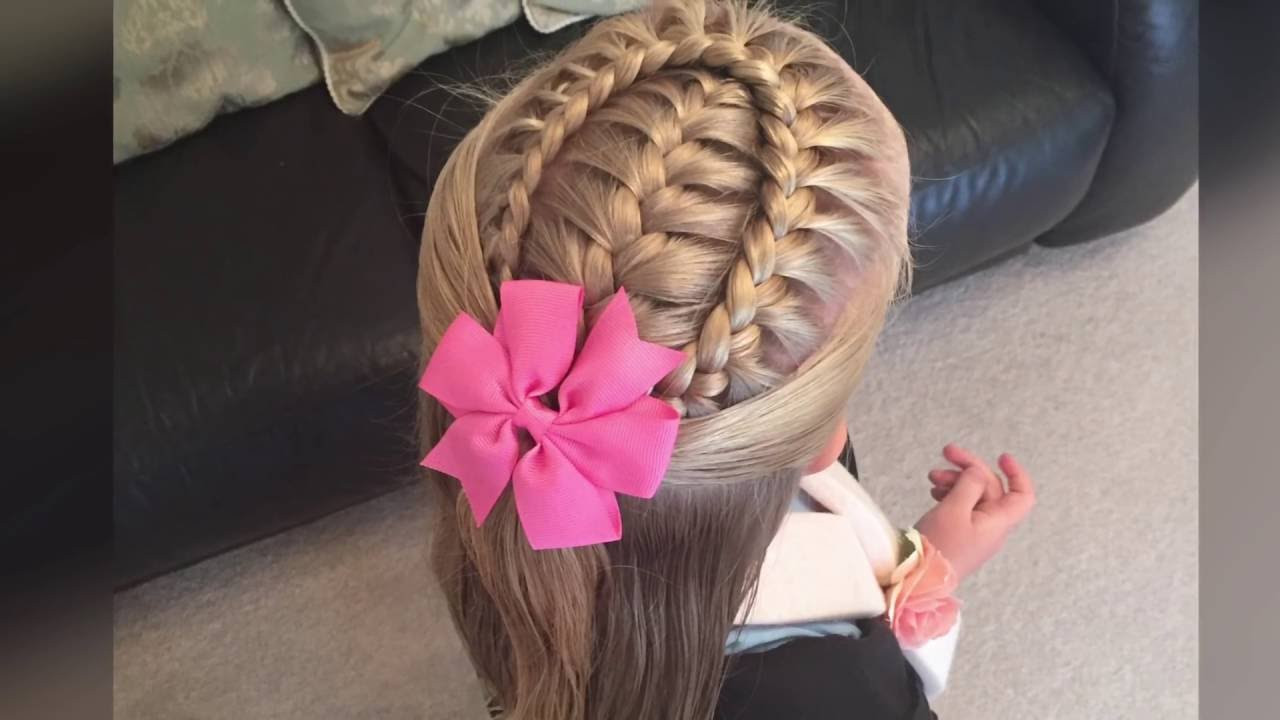 2 Little Girls Hairstyles
 French braid with a lace braid wrap tutorial by Two Little