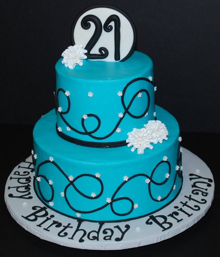 21st Birthday Cake
 The Bakery Next Door Swirls & Flowers Birthday Cake