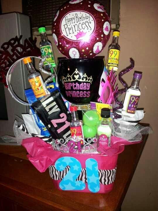 21st Birthday Gift Baskets For Her
 Night before you turn 21 basket