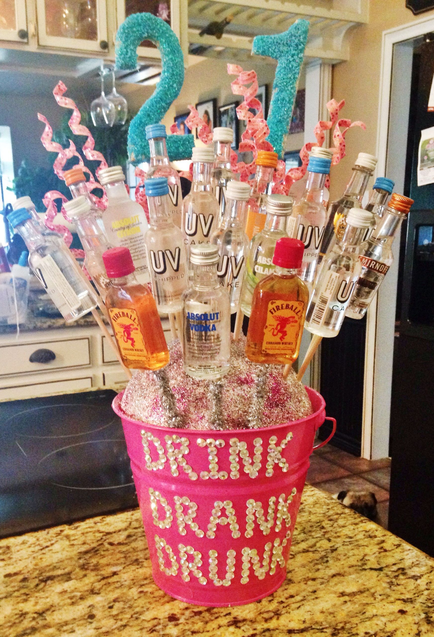 21St Birthday Gift Ideas
 21st alcohol bouquet I made for my best friend
