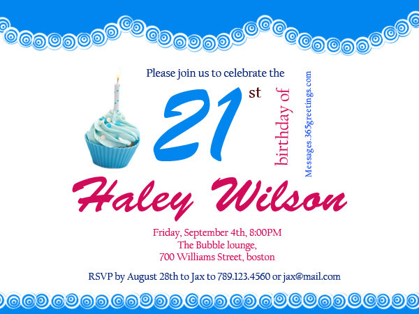 21st Birthday Invitation Wording
 21st Birthday Invitations 365greetings