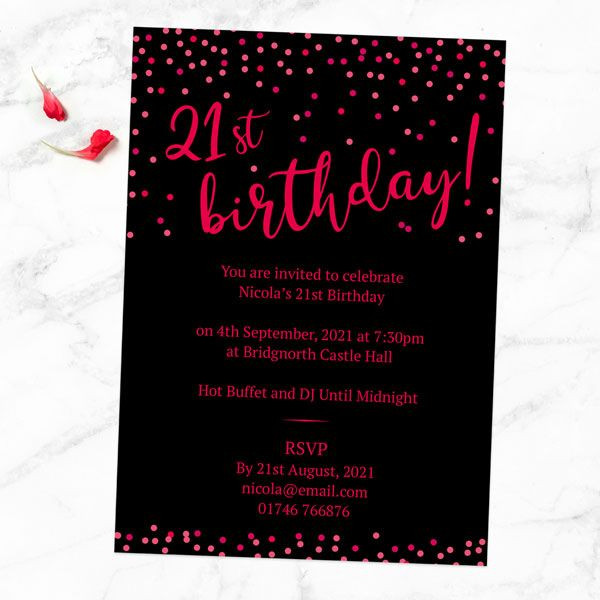 21st Birthday Invitation Wording
 21st Birthday Invitations Neon Confetti Typography from
