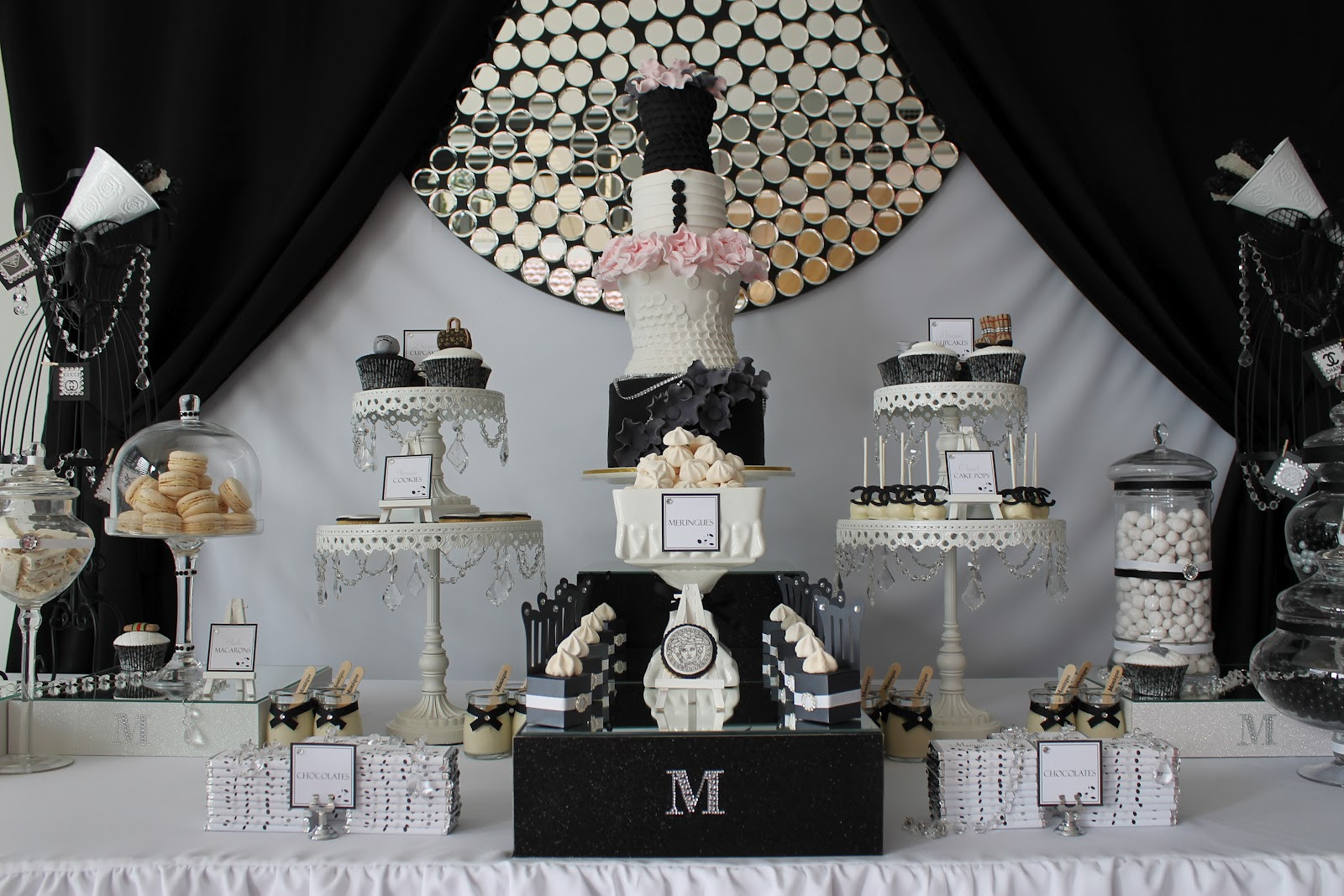 21st Birthday Party Decorations
 Events By Nat Runway Catwalk Black & White Dessert Table