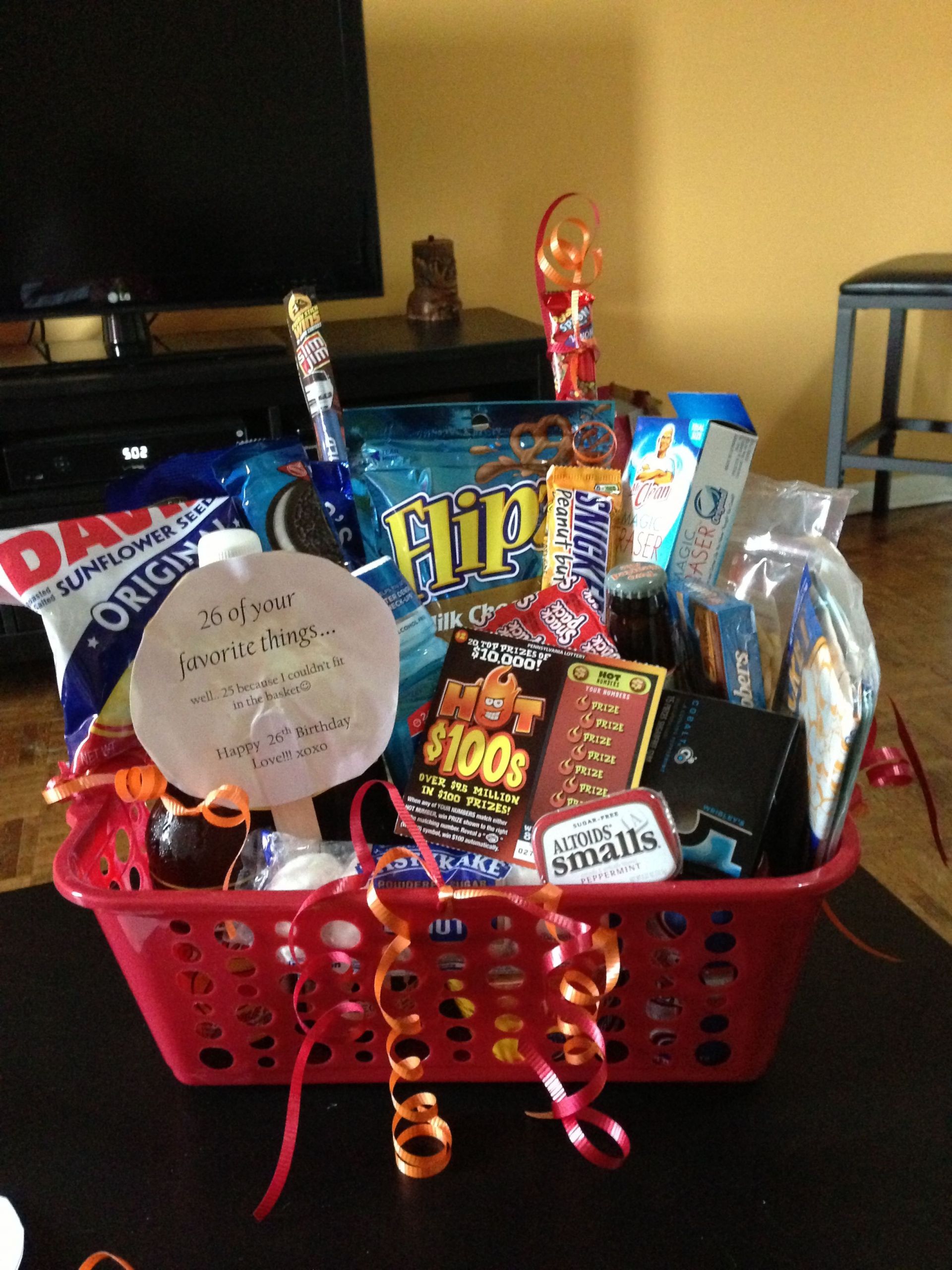 26Th Birthday Party Ideas
 Boyfriend birthday basket 26 of his favorite things for