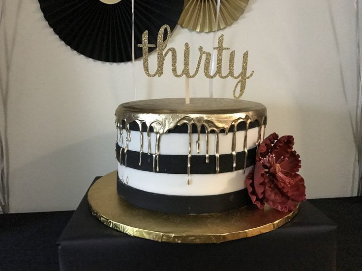 30th Birthday Cakes For Him
 30th Birthday Cake Black white and gold