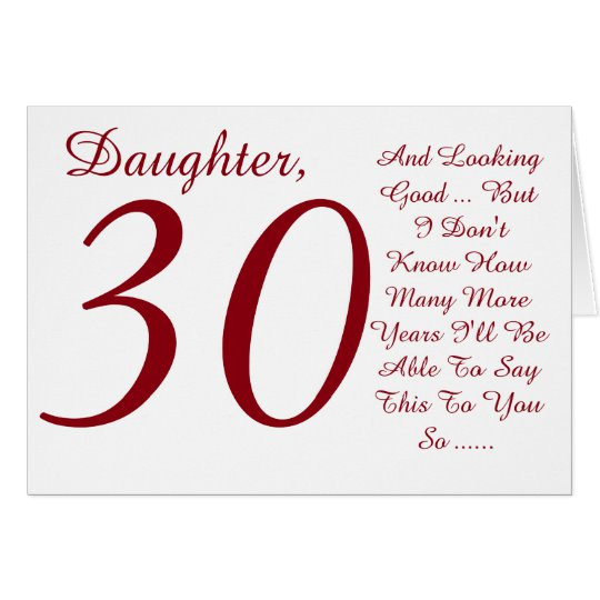 30Th Birthday Gift Ideas For Daughter
 Fun 30th birthday daughter red and white text card