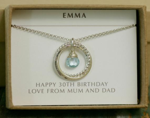 30Th Birthday Gift Ideas For Daughter
 30th birthday t for daughter necklace silver blue topaz
