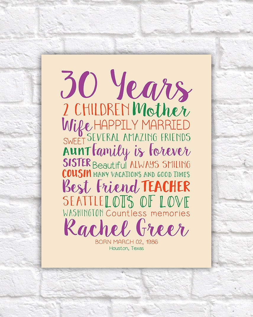 30Th Birthday Gift Ideas For Wife
 30th Birthday Gift Custom Art Gift for Wife Best