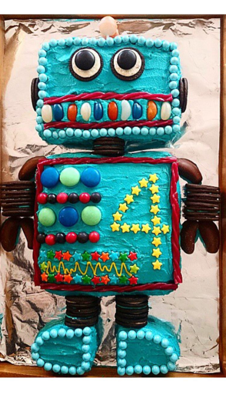 4 Year Old Boy Birthday Gift Ideas
 I made this robot cake for my 4 year old boys Birthday It