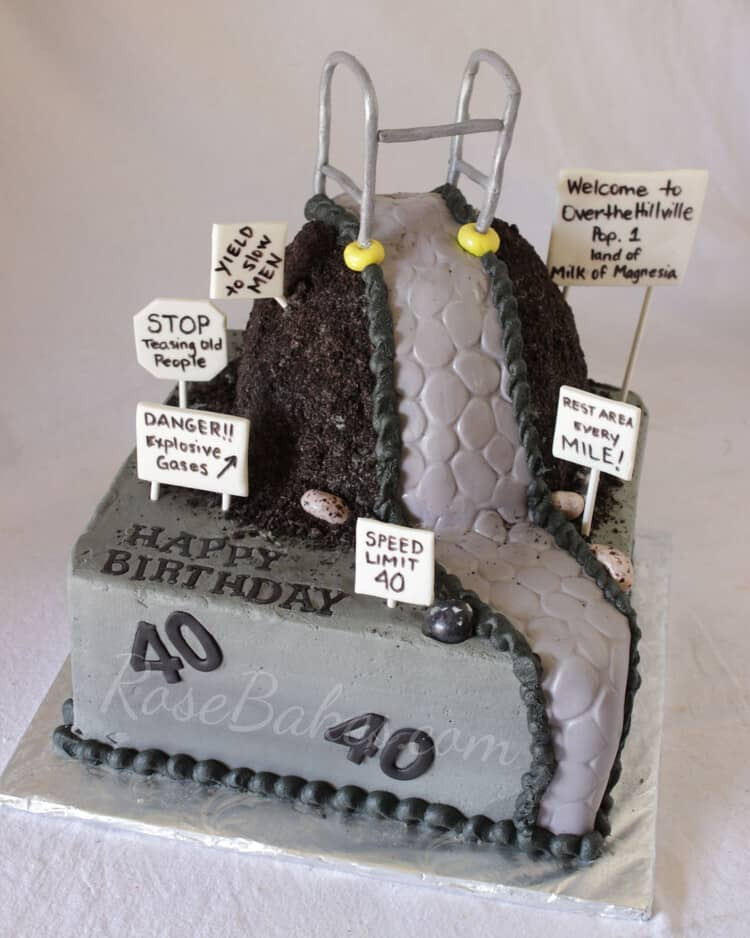 40th Birthday Cake Ideas For Her
 "Over the Hill" 40th Birthday Cake Rose Bakes