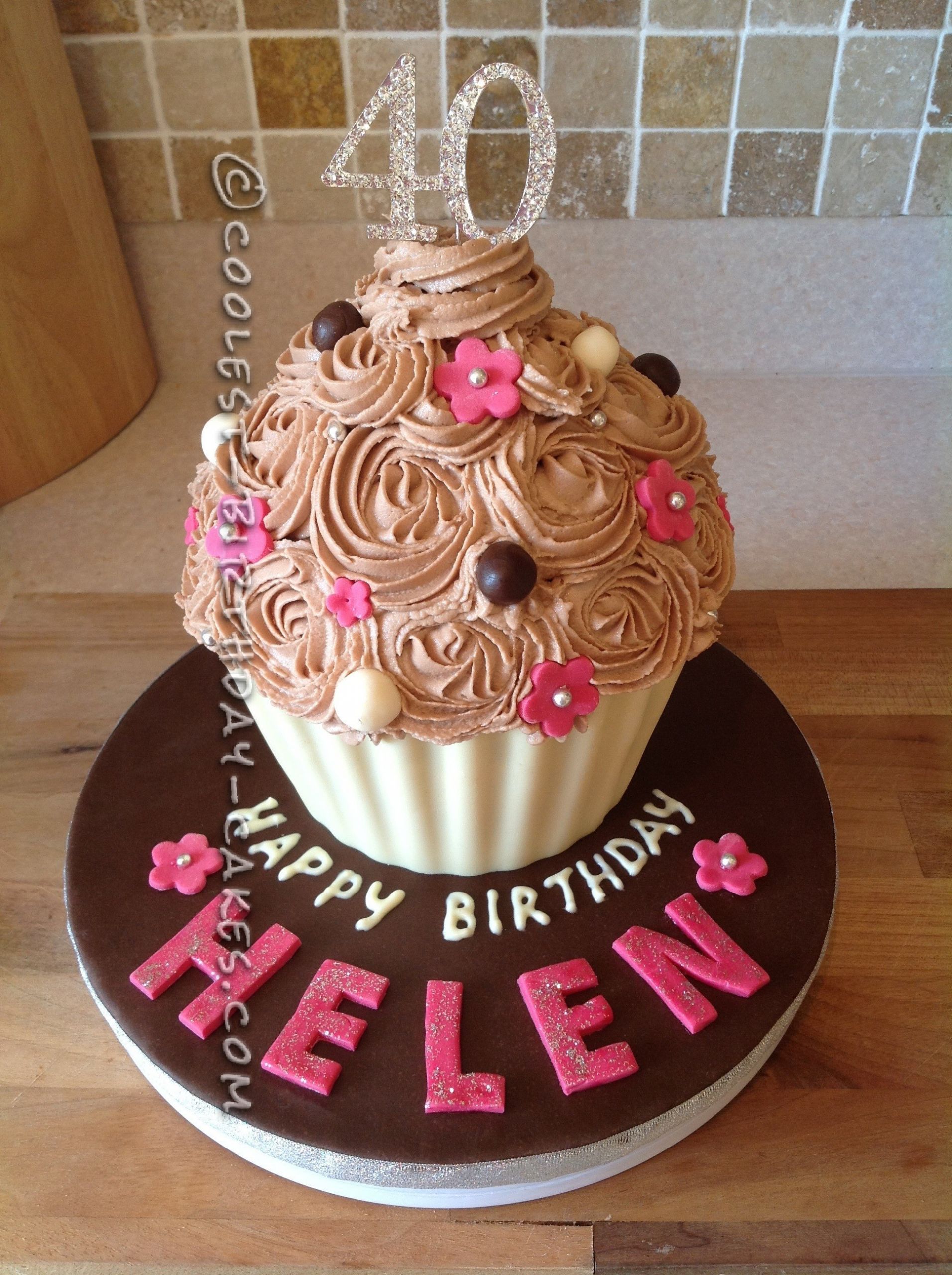 40th Birthday Cake Ideas For Her
 Coolest 40th Birthday Giant Cupcake