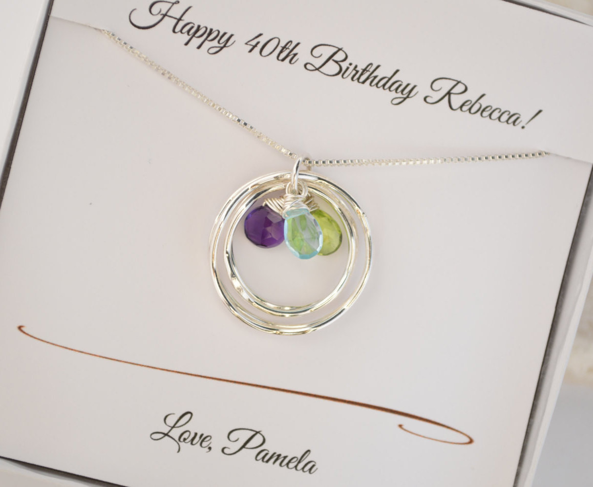 40th Birthday Gift Ideas For Wife
 Mothers birthstone necklace Gift for mom 40th Birthday