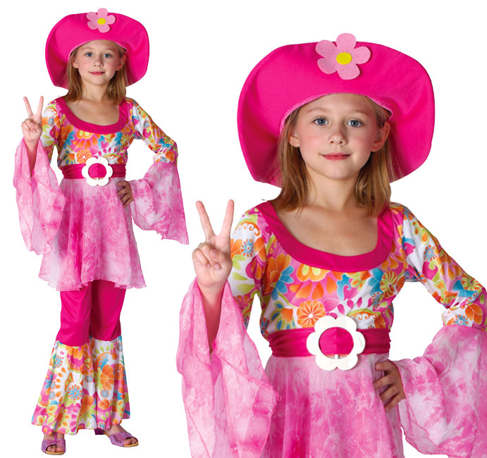 60'S Flower Child Fashion
 Childrens Hippy Girl Fancy Dress Costume 60 S 70 S Hippie