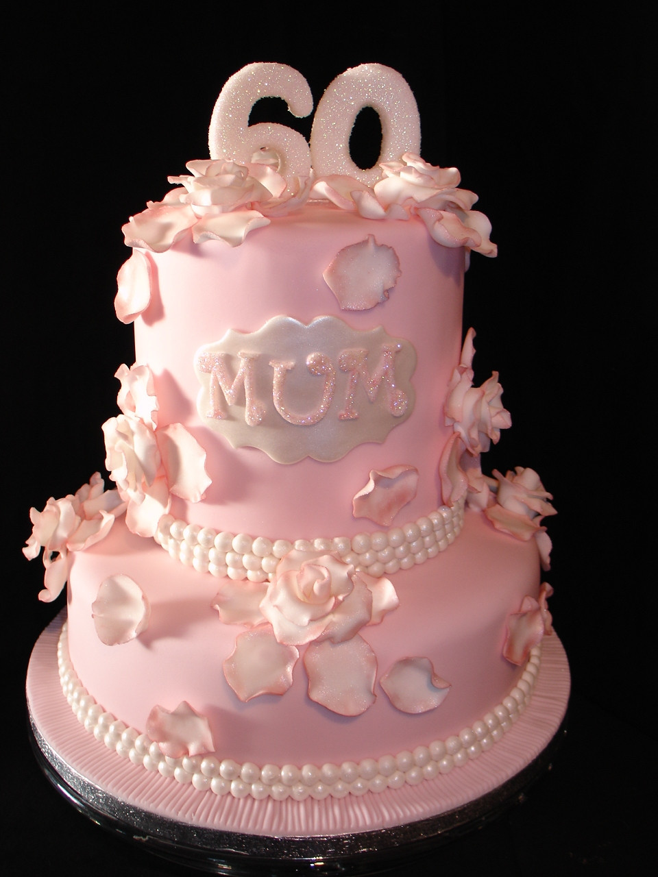 60th Birthday Cakes For Her
 Pale Pink 60Th Birthday Fondant Cake CakeCentral