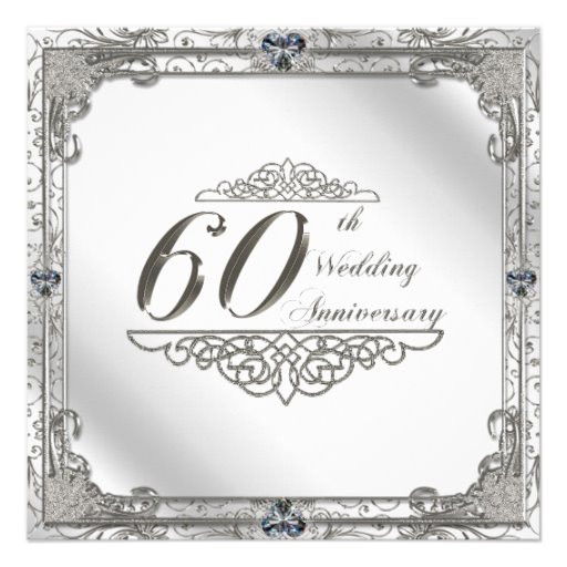 60th Wedding Anniversary Color
 60th Wedding Anniversary Invitation Card 5 25" Square