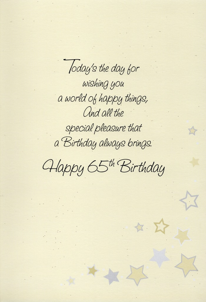 65th Birthday Wishes
 Happy 65th Birthday Greeting Card Lovely Greetings Cards